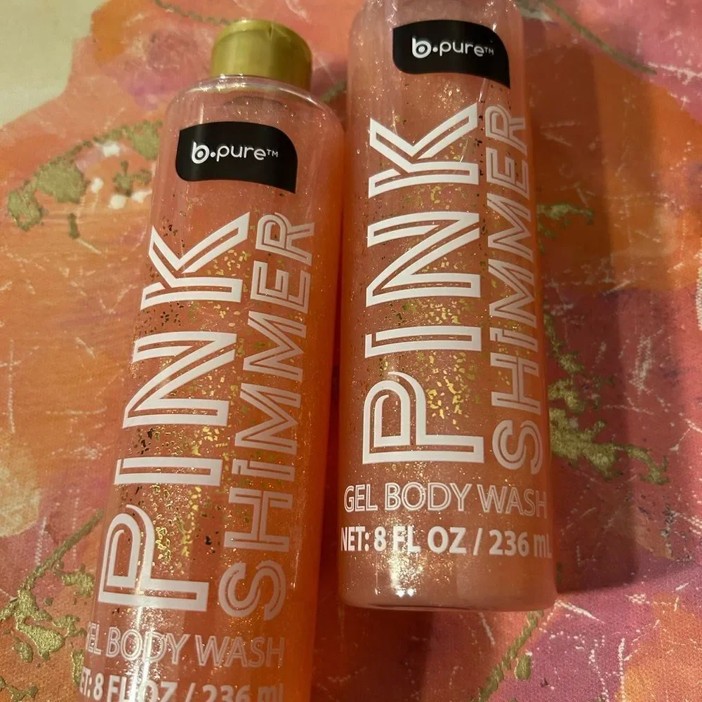 🛍️ B.Pure Pink Shimmer Gel Body Wash - 2 Bottles (8 oz / 236 ml Each)